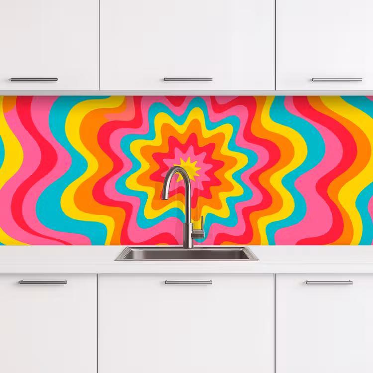 Küchenrückwand - Muster – Wellenförmig – Bunt — 4