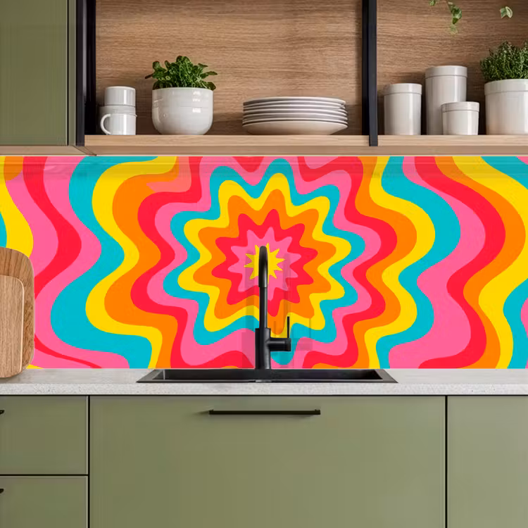 Küchenrückwand - Muster – Wellenförmig – Bunt — 8