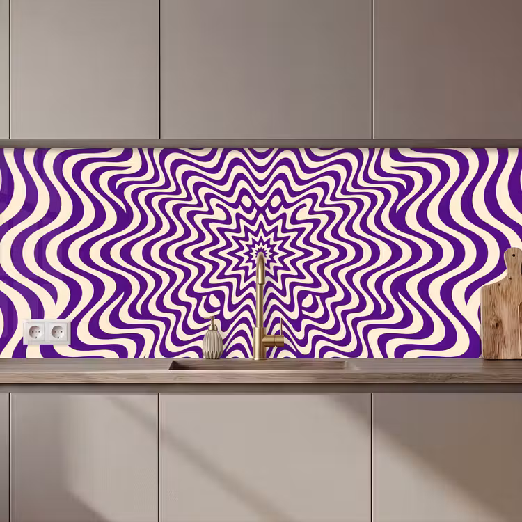 Küchenrückwand - Zusammenfassung – Wellen – Optisch – Modern – Lila — 1