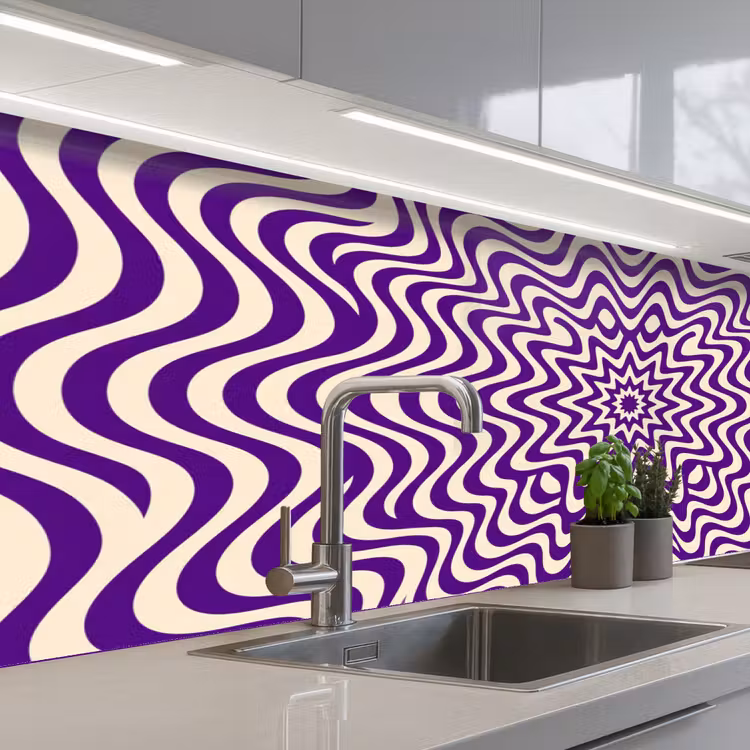 Küchenrückwand - Zusammenfassung – Wellen – Optisch – Modern – Lila — 2