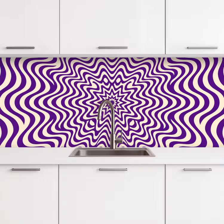 Küchenrückwand - Zusammenfassung – Wellen – Optisch – Modern – Lila — 4