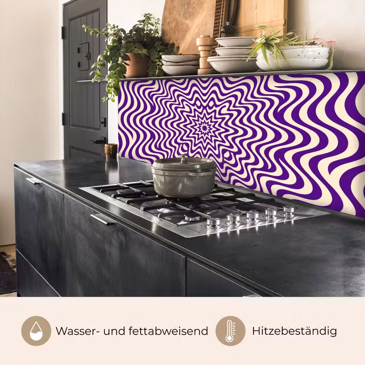 Küchenrückwand - Zusammenfassung – Wellen – Optisch – Modern – Lila — 5
