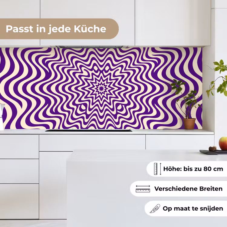 Küchenrückwand - Zusammenfassung – Wellen – Optisch – Modern – Lila — 7