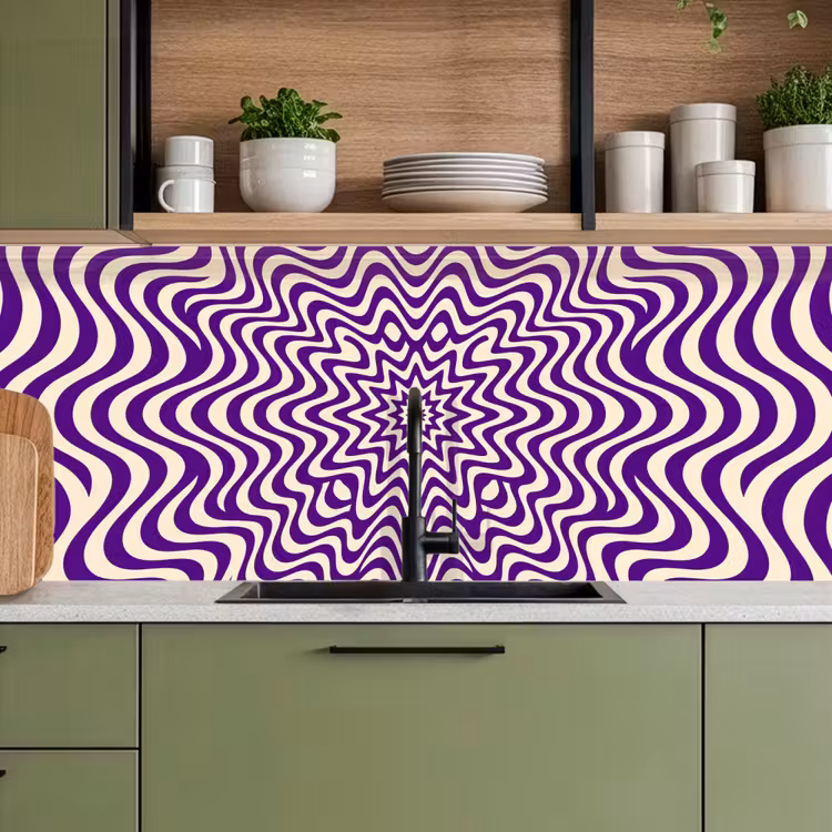 Küchenrückwand - Zusammenfassung – Wellen – Optisch – Modern – Lila — 8