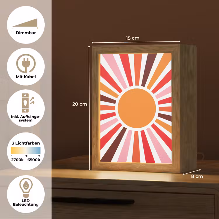 Personalisierte Lightbox - Sonne – Strahlen – Abstrakt – Farbenfroh — 6