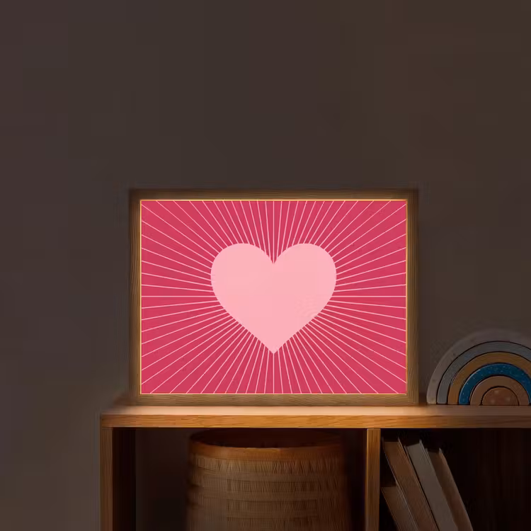 Nachtlicht Kinder - Herz – Strahlen – Liebe – Abstrakt – Rosa — 2