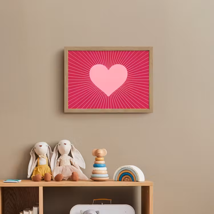 Nachtlicht Kinder - Herz – Strahlen – Liebe – Abstrakt – Rosa — 3