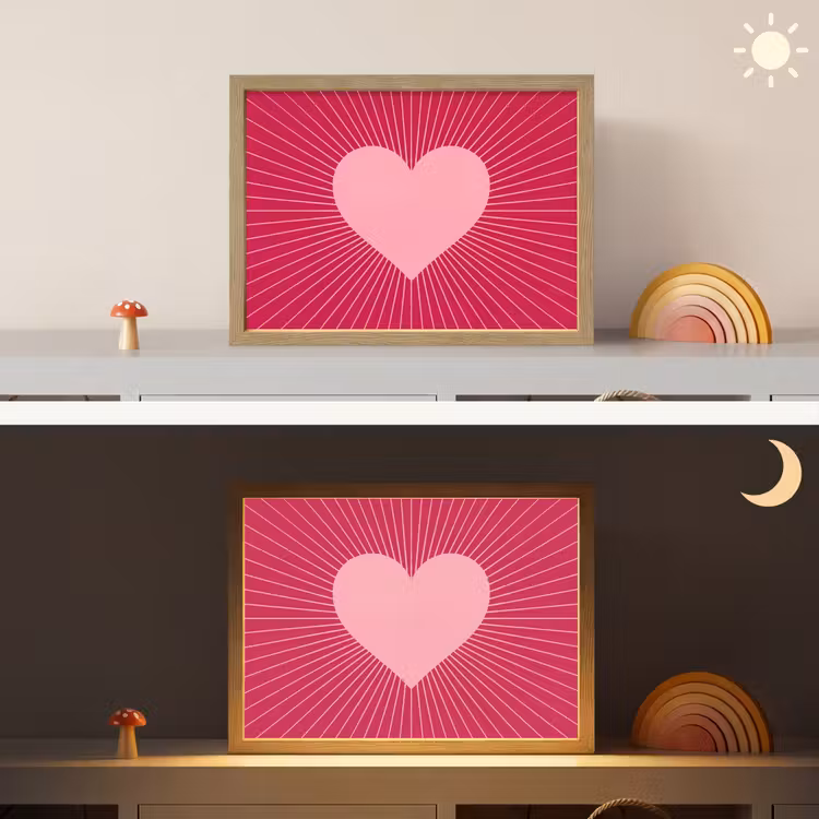 Nachtlicht Kinder - Herz – Strahlen – Liebe – Abstrakt – Rosa — 6