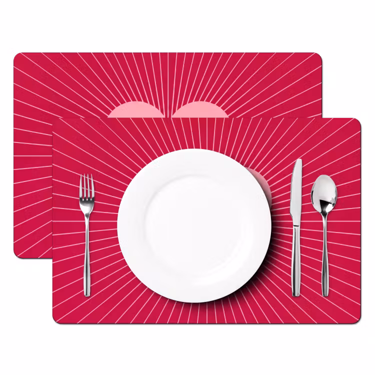 Tischset - 6 Stück - Herz – Strahlen – Liebe – Abstrakt – Rosa — 2