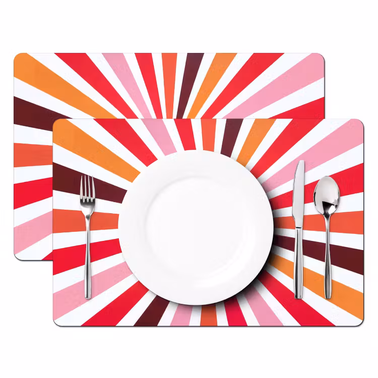 Tischset - 6 Stück - Sonne – Strahlen – Abstrakt – Farbenfroh — 2