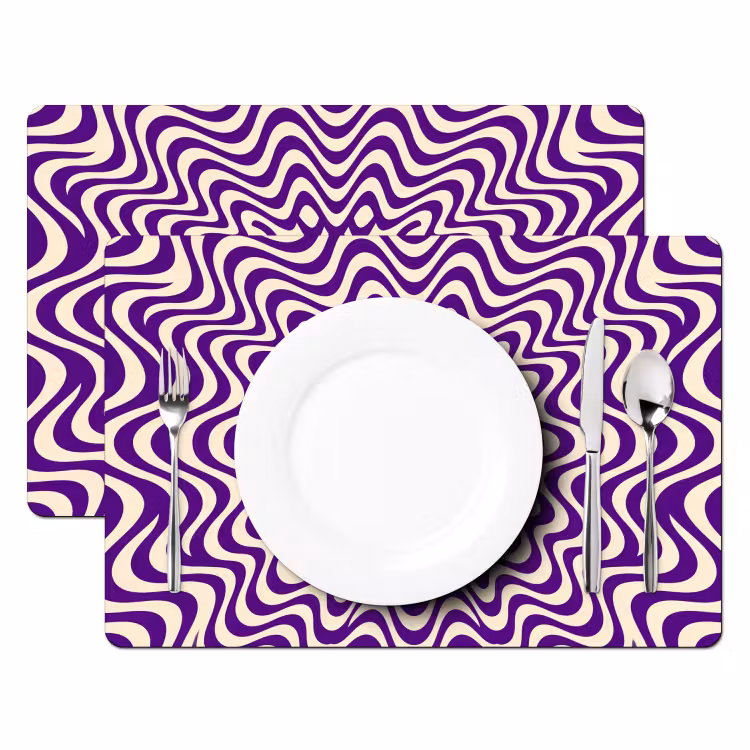 Tischset - 6 Stück - Zusammenfassung – Wellen – Optisch – Modern – Lila — 2