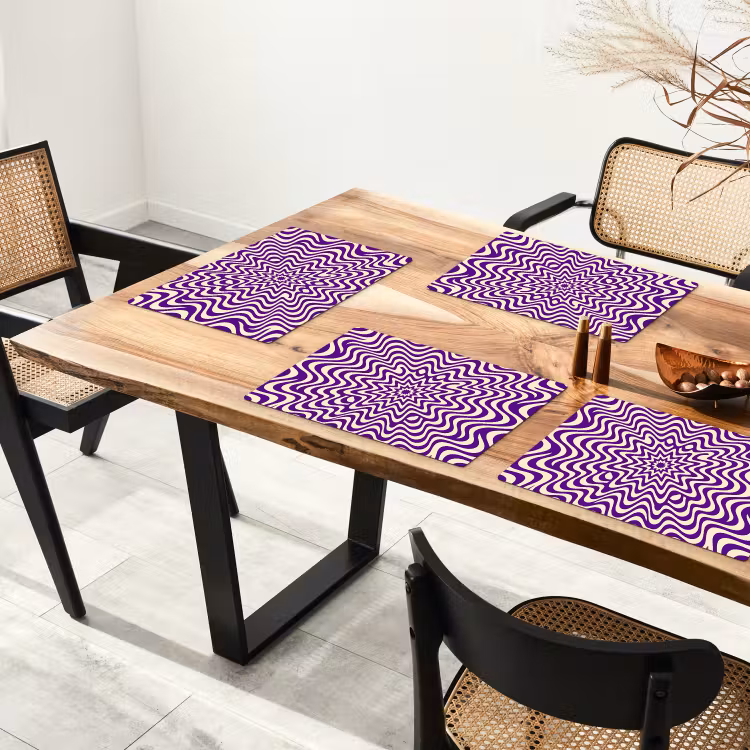 Tischset - 6 Stück - Zusammenfassung – Wellen – Optisch – Modern – Lila — 4