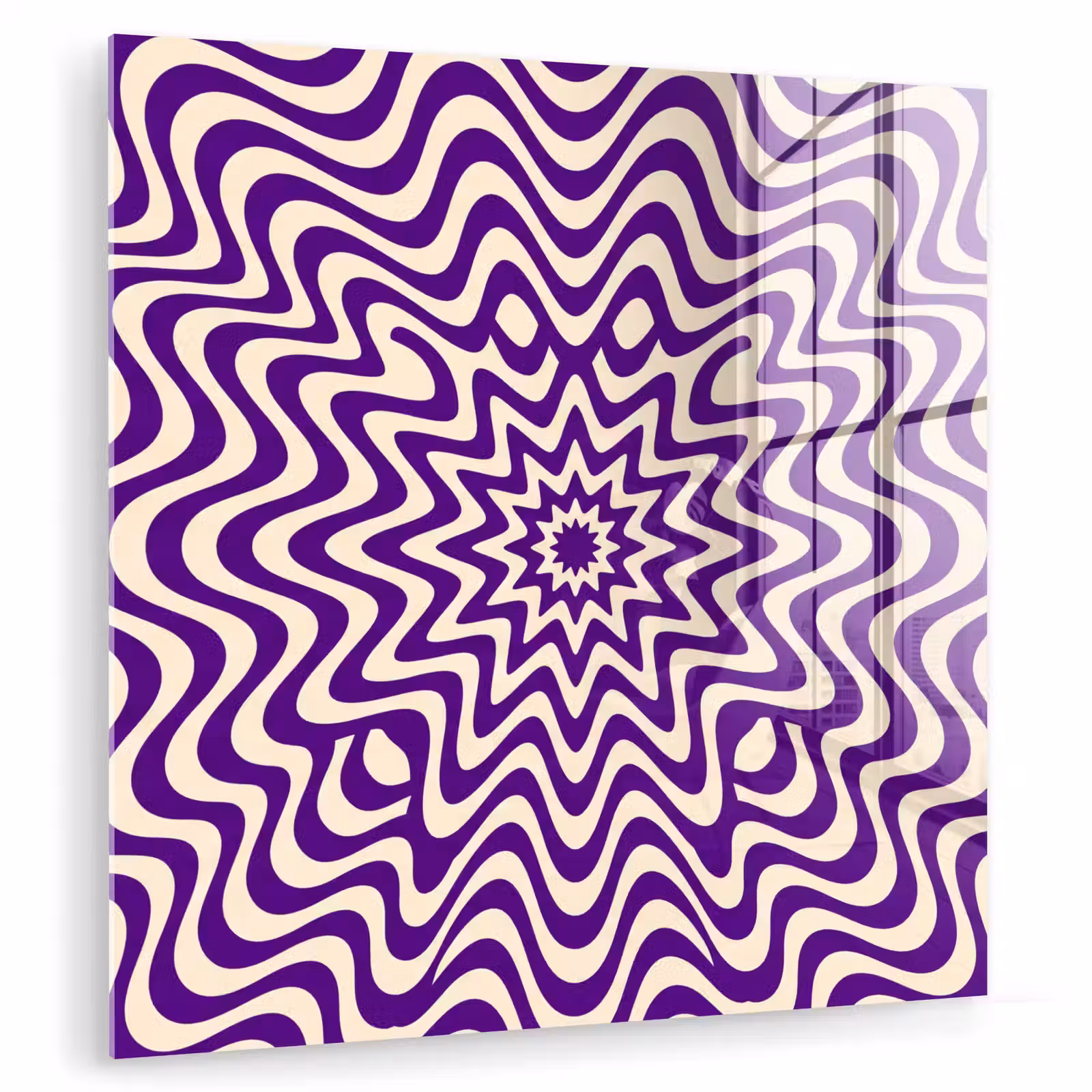 Glasbild - Zusammenfassung – Wellen – Optisch – Modern – Lila — 1