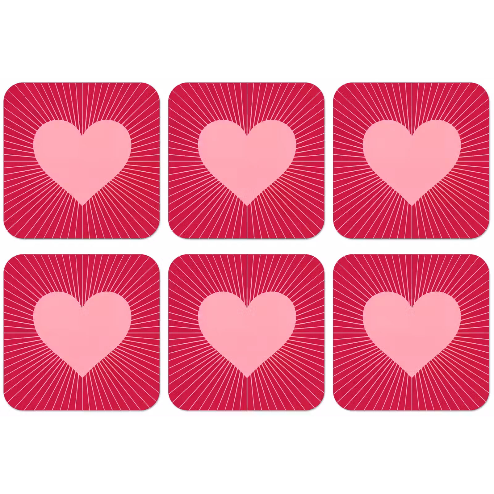 Untersetzer - Herz – Strahlen – Liebe – Abstrakt – Rosa — 1