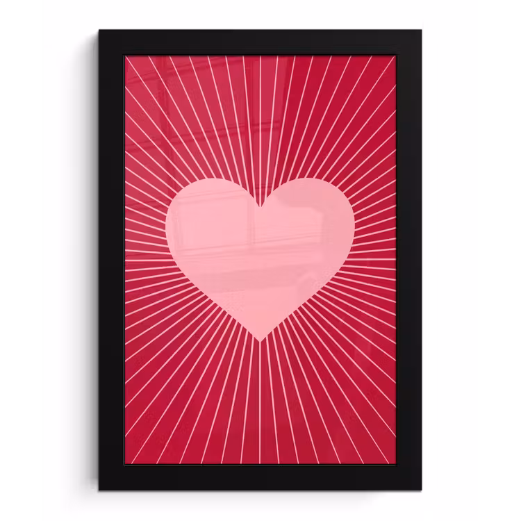 Bilder mit Rahmen - Herz – Strahlen – Liebe – Abstrakt – Rosa — 1