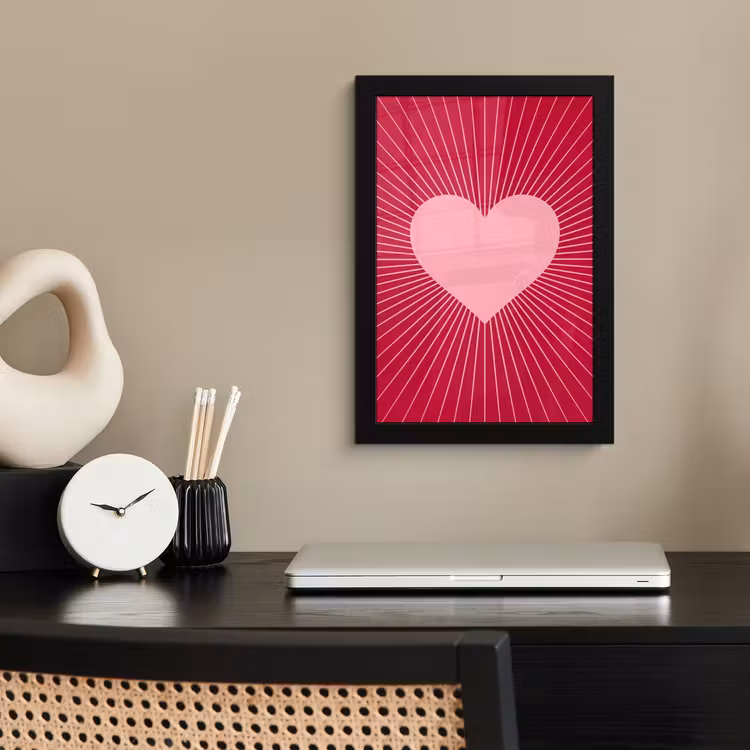 Bilder mit Rahmen - Herz – Strahlen – Liebe – Abstrakt – Rosa — 2
