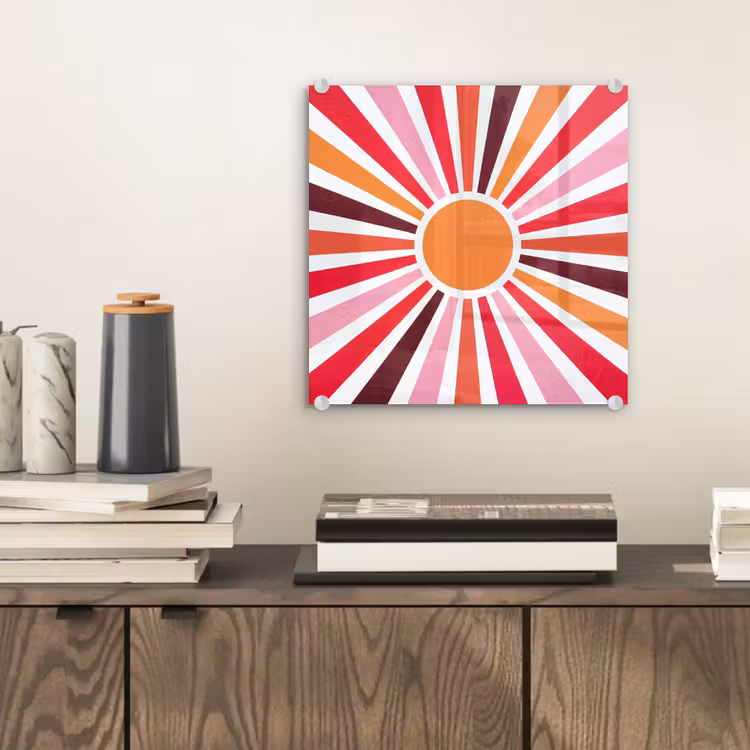 Glasbild - Sonne – Strahlen – Abstrakt – Farbenfroh — 2