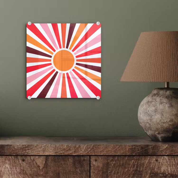 Glasbild - Sonne – Strahlen – Abstrakt – Farbenfroh — 4
