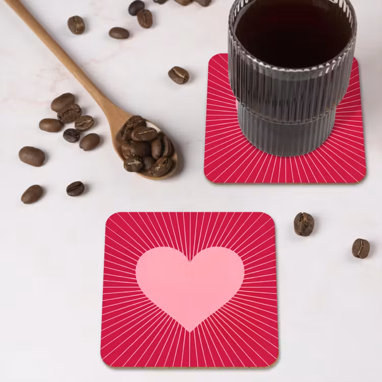 Untersetzer - Herz – Strahlen – Liebe – Abstrakt – Rosa — 4