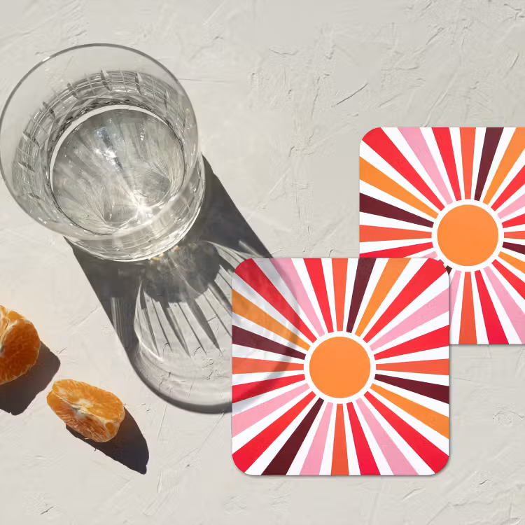 Untersetzer - Sonne – Strahlen – Abstrakt – Farbenfroh — 2