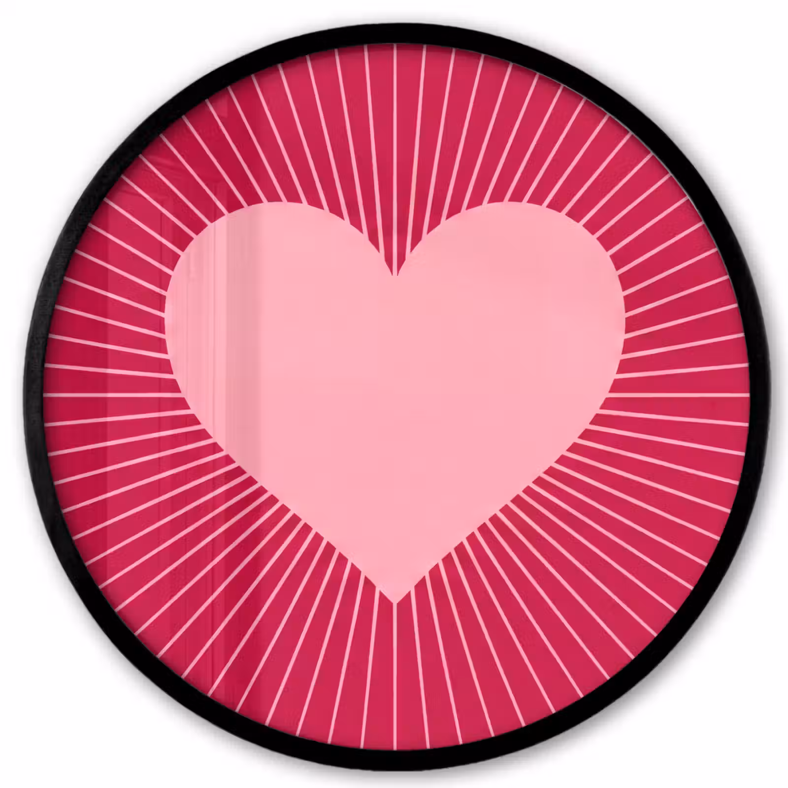 Poster im Rahmen Rund - Herz – Strahlen – Liebe – Abstrakt – Rosa — 1