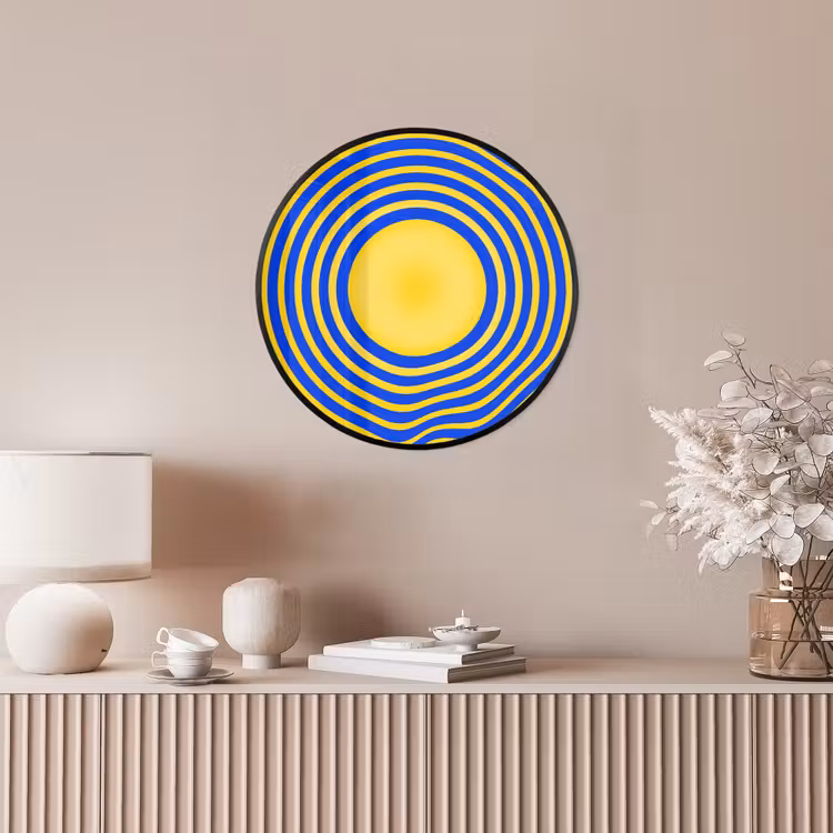 Poster im Rahmen Rund - Abstraktes Muster – Blau — 5