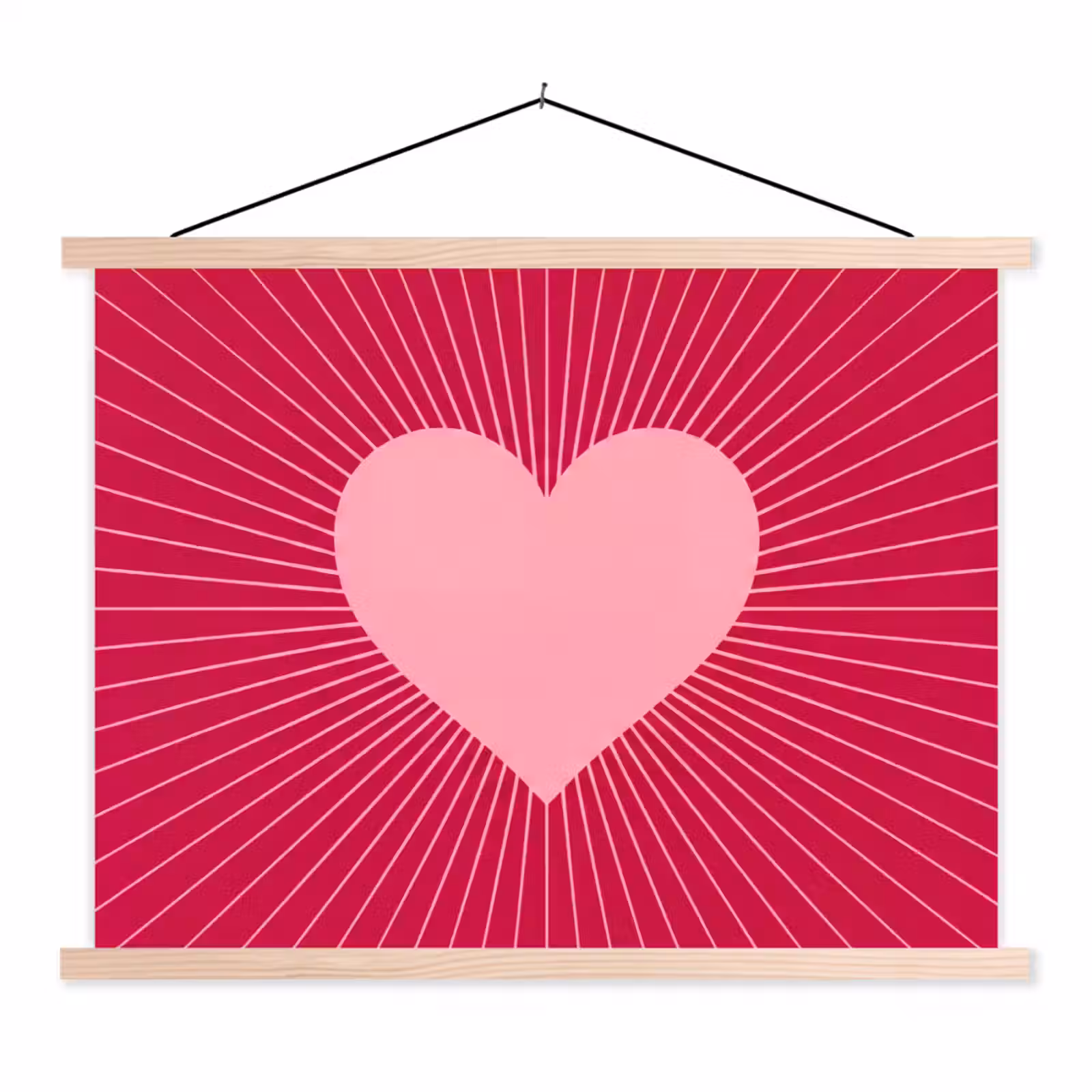 Stoffbild - Herz – Strahlen – Liebe – Abstrakt – Rosa — 1