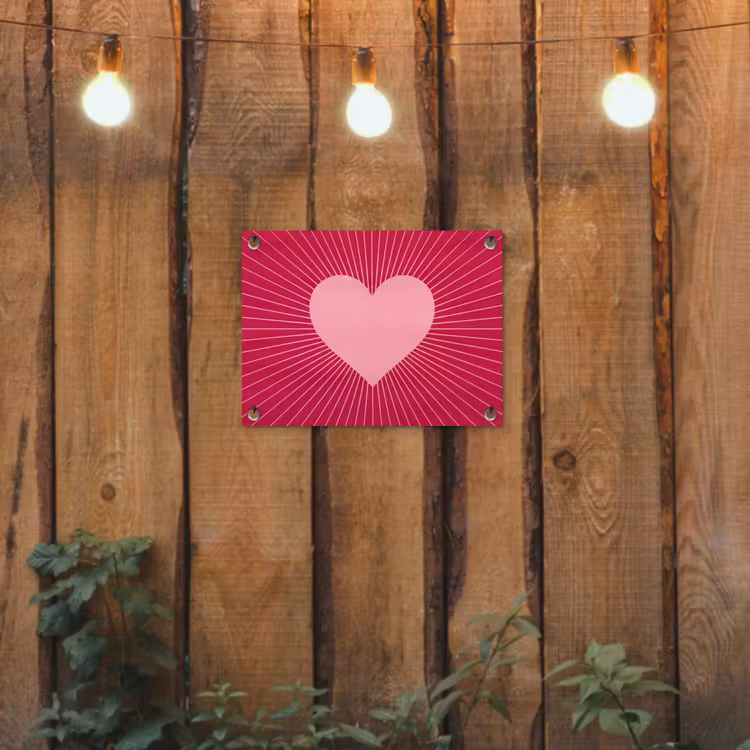 Gartenposter - Herz – Strahlen – Liebe – Abstrakt – Rosa — 2