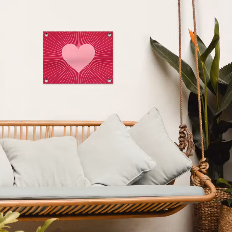 Gartenposter - Herz – Strahlen – Liebe – Abstrakt – Rosa — 4