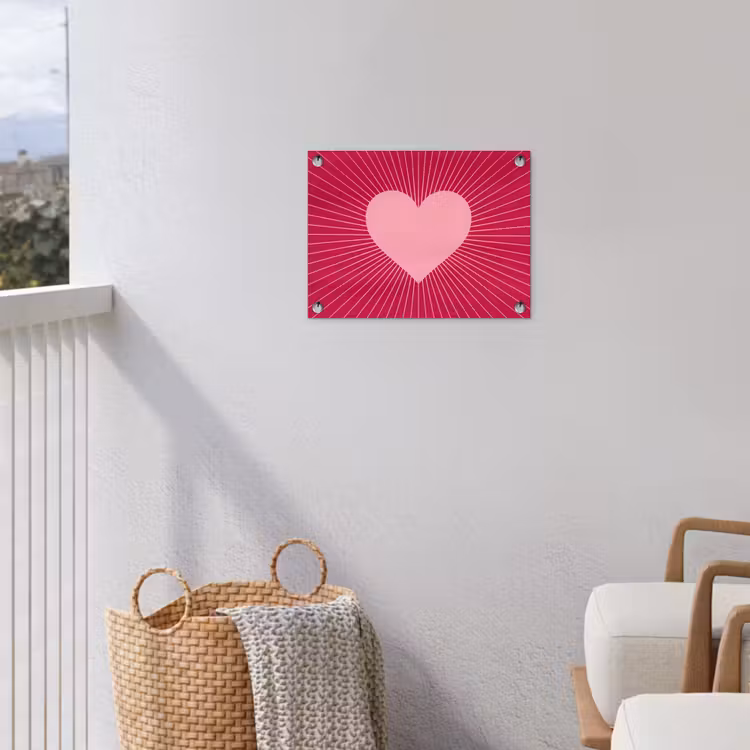 Gartenposter - Herz – Strahlen – Liebe – Abstrakt – Rosa — 5
