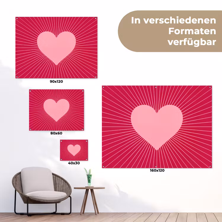 Gartenposter - Herz – Strahlen – Liebe – Abstrakt – Rosa — 6