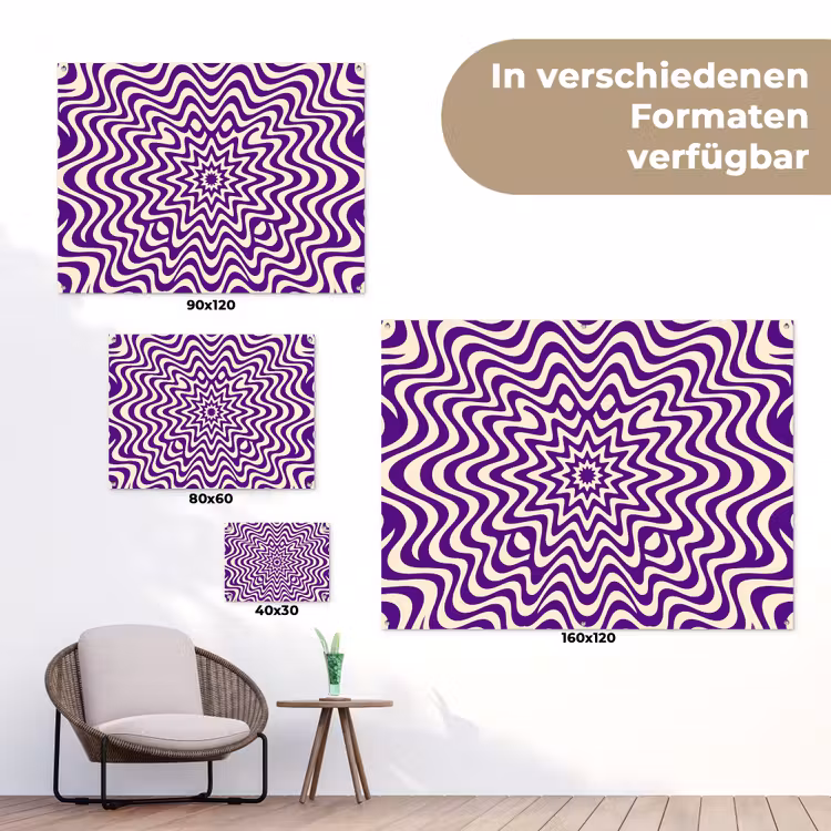 Gartenposter - Zusammenfassung – Wellen – Optisch – Modern – Lila — 6