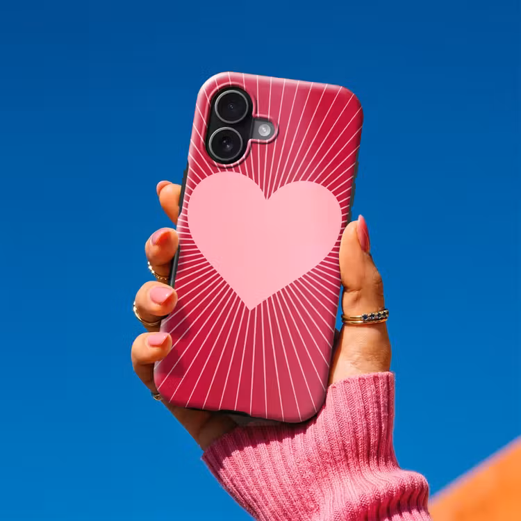 Handyhülle Toughcase - Herz – Strahlen – Liebe – Abstrakt – Rosa — 2