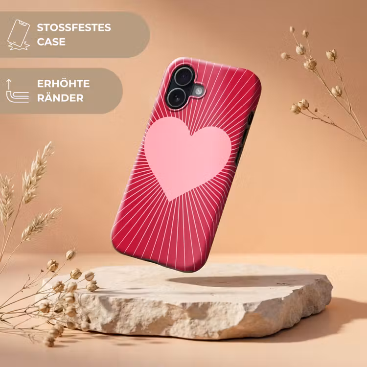 Handyhülle Toughcase - Herz – Strahlen – Liebe – Abstrakt – Rosa — 5