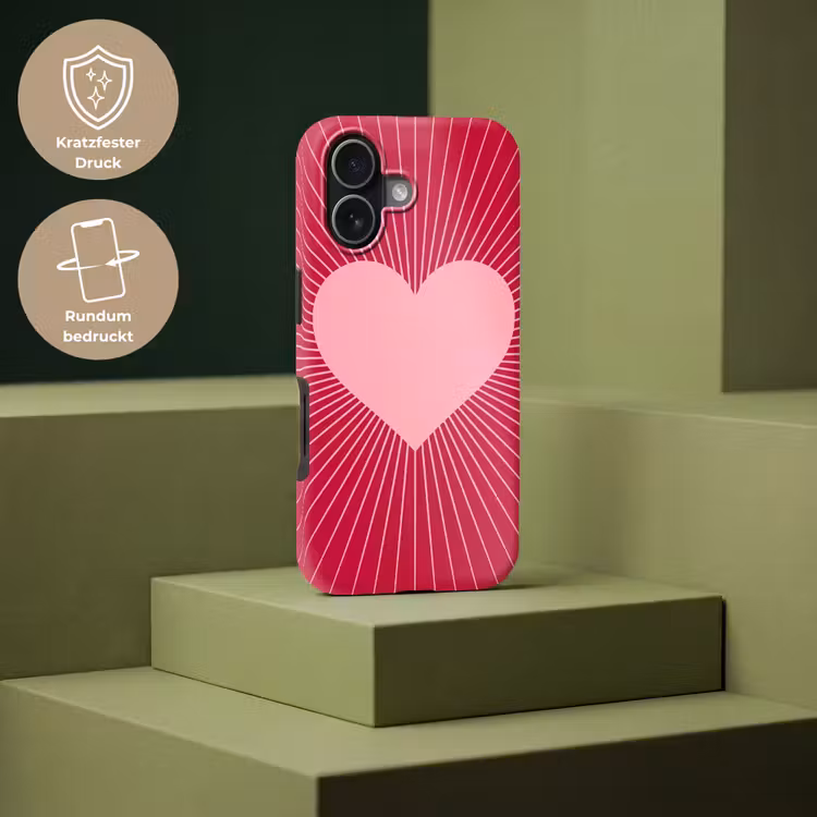 Handyhülle Toughcase - Herz – Strahlen – Liebe – Abstrakt – Rosa — 7