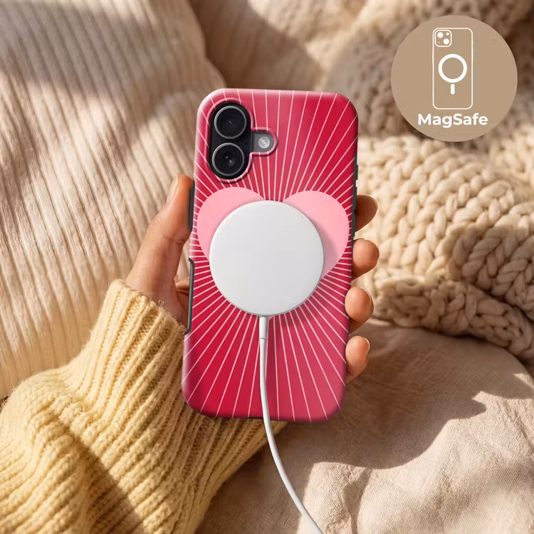 Handyhülle Toughcase - Herz – Strahlen – Liebe – Abstrakt – Rosa — 8