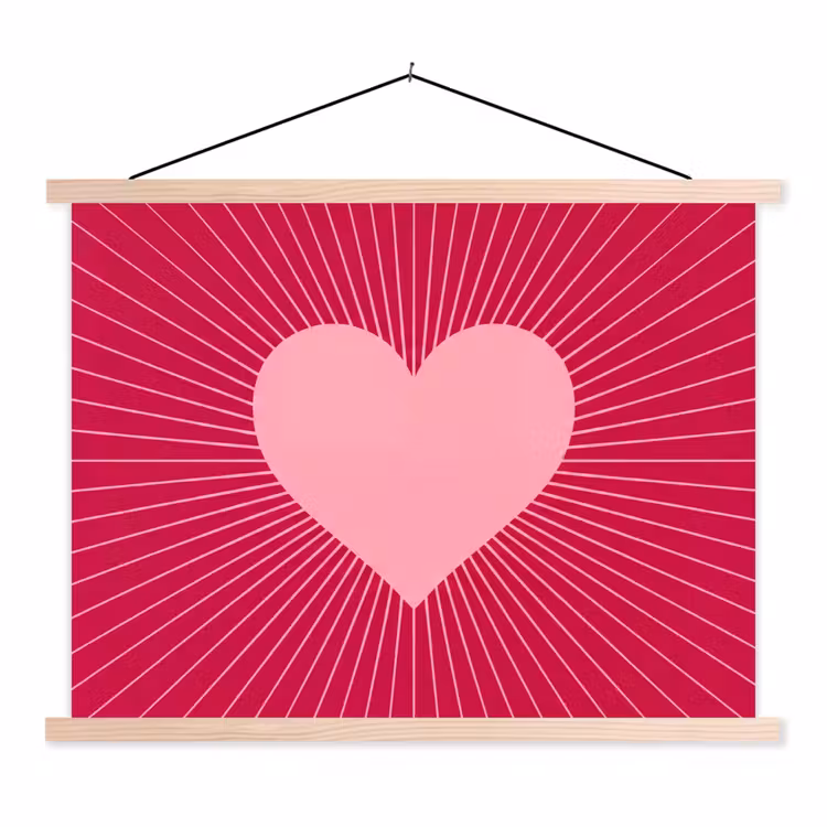 Stoffbild - Herz – Strahlen – Liebe – Abstrakt – Rosa — 1