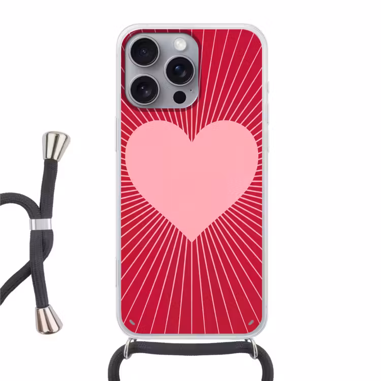Handyhülle mit Band - Herz – Strahlen – Liebe – Abstrakt – Rosa — 1
