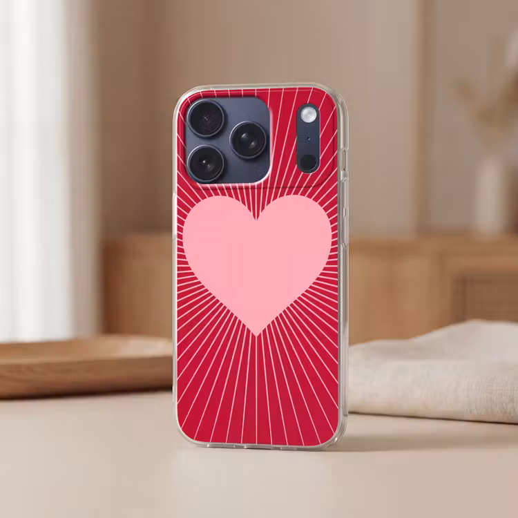Handyhülle - Herz – Strahlen – Liebe – Abstrakt – Rosa — 3