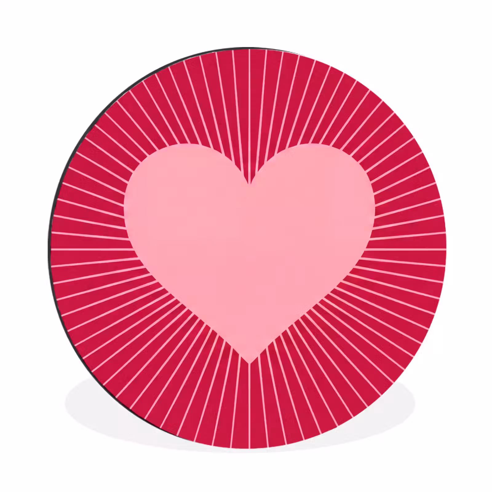 Alu-Dibond-Bild Rund - Herz – Strahlen – Liebe – Abstrakt – Rosa — 1