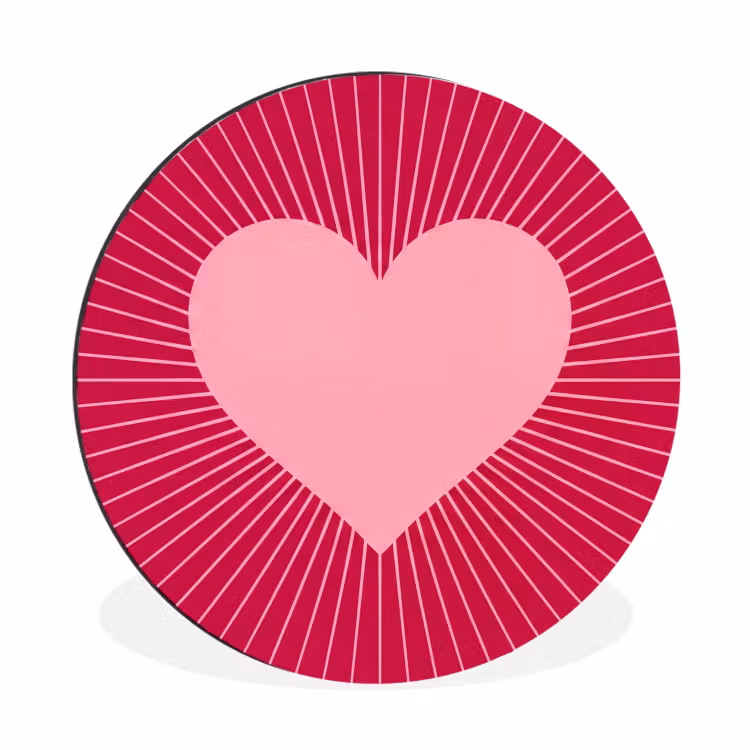 Alu-Dibond-Bild Rund - Herz – Strahlen – Liebe – Abstrakt – Rosa — 1