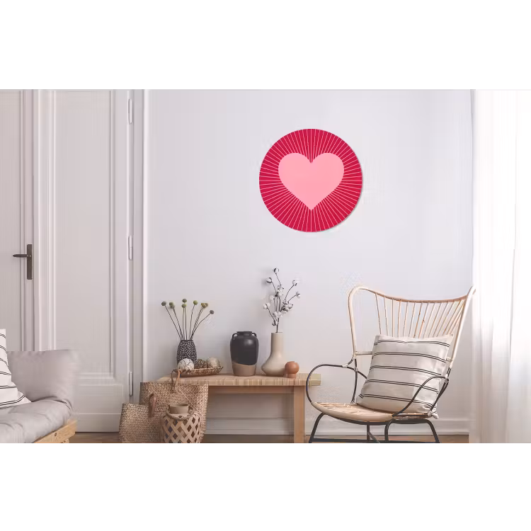 Alu-Dibond-Bild Rund - Herz – Strahlen – Liebe – Abstrakt – Rosa — 2