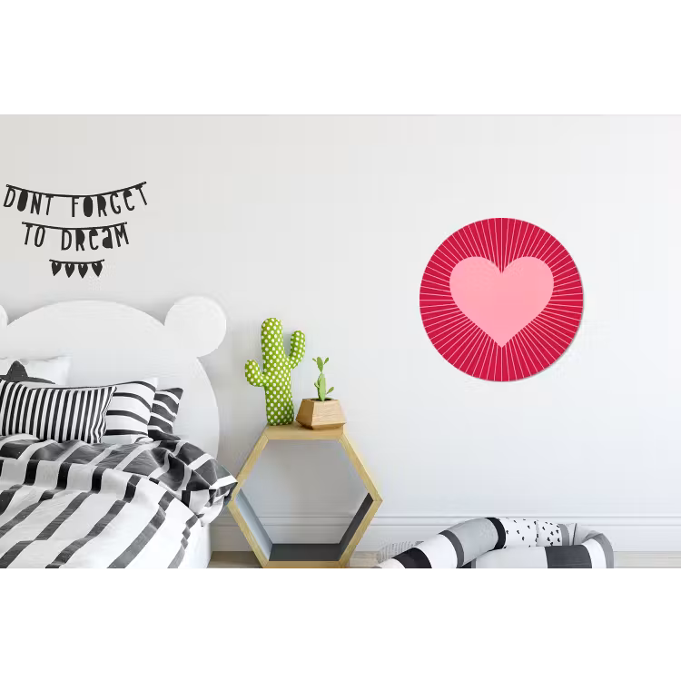 Alu-Dibond-Bild Rund - Herz – Strahlen – Liebe – Abstrakt – Rosa — 4