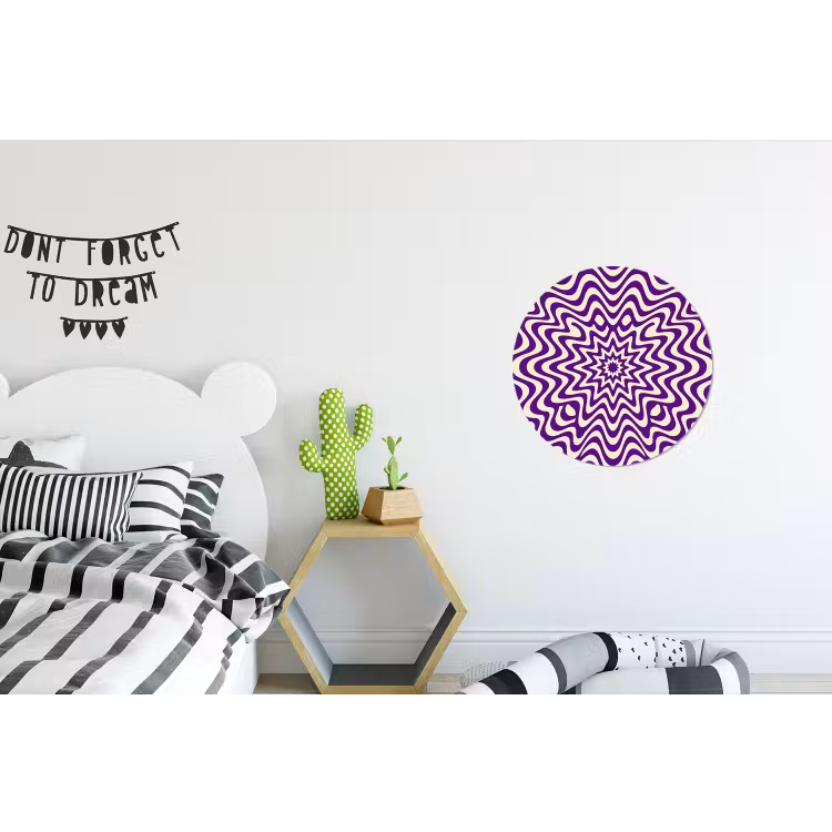 Alu-Dibond-Bild Rund - Zusammenfassung – Wellen – Optisch – Modern – Lila — 4