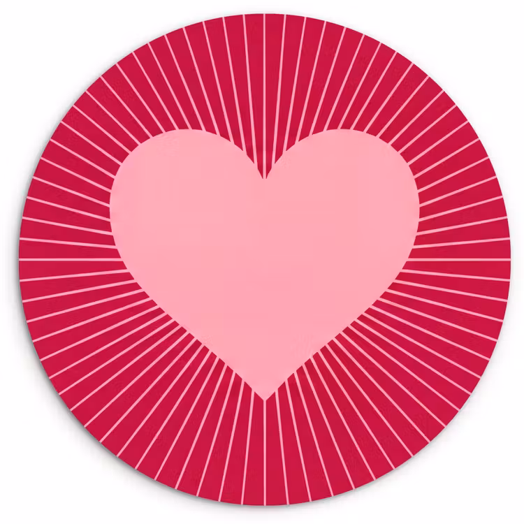 Glasbild Rund - Herz – Strahlen – Liebe – Abstrakt – Rosa — 1