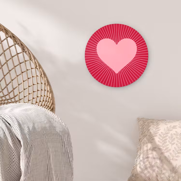 Glasbild Rund - Herz – Strahlen – Liebe – Abstrakt – Rosa — 5