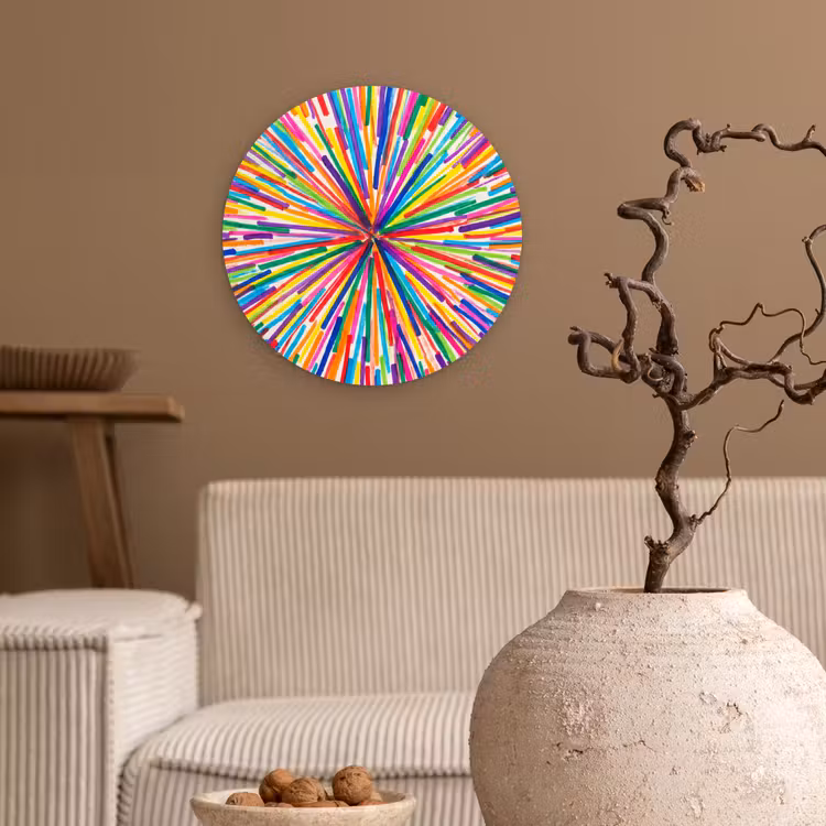 Glasbild Rund - Linien – Bunt – Abstrakt — 2