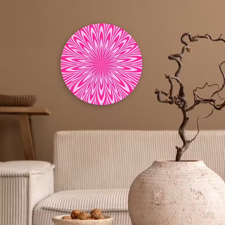Glasbild Rund - Muster – Optisch – Rosa — 2