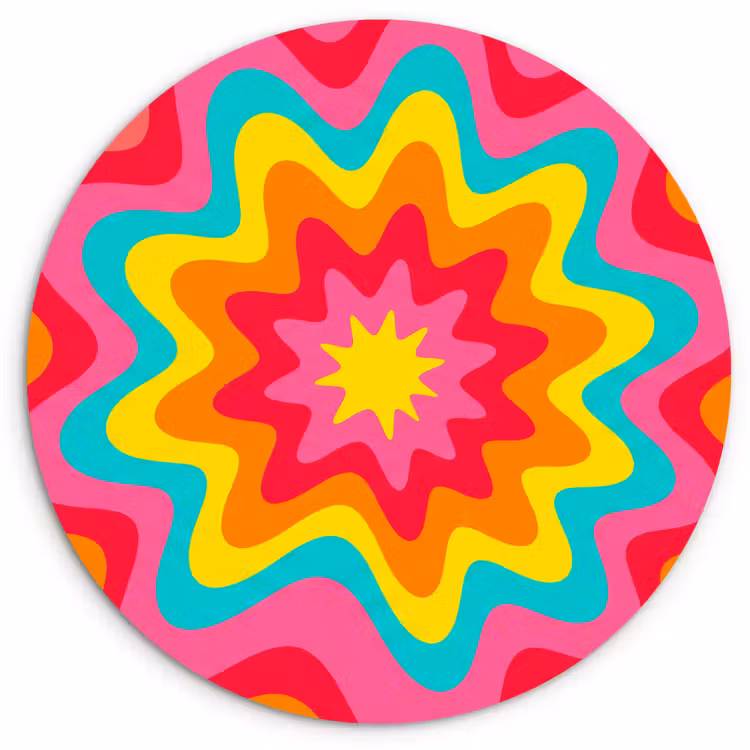 Glasbild Rund - Muster – Wellenförmig – Bunt — 1