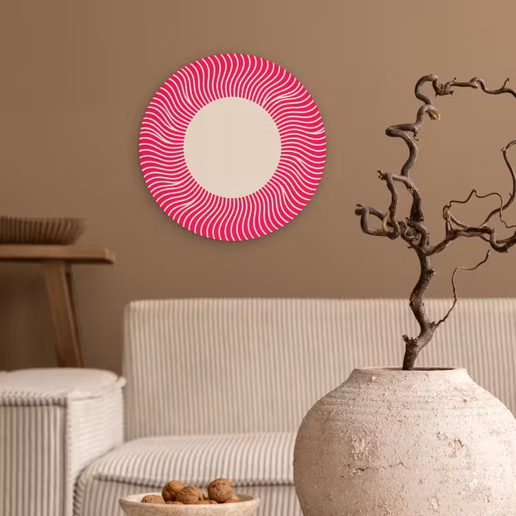Glasbild Rund - Zusammenfassung – Muster – Rosa — 2
